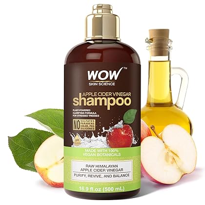 WOW Skin Science Apple Cider Vinegar Shampoo - Hair Growth Shampoo for Thinning Hair, Hair Loss & Dandruff Shampoo - Parabens & Sulfate Free Shampoo - Clarifying Shampoo for Build Up Purifying Shampoo