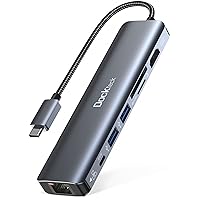 dockteck 7-in-1 USB C Hub with 4K 60Hz HDMI, 1Gbps Ethernet, 100W Power Delivery, SD/TF Card Slots, USB 3.0 Data Ports for MacBook, iPad Pro, XPS