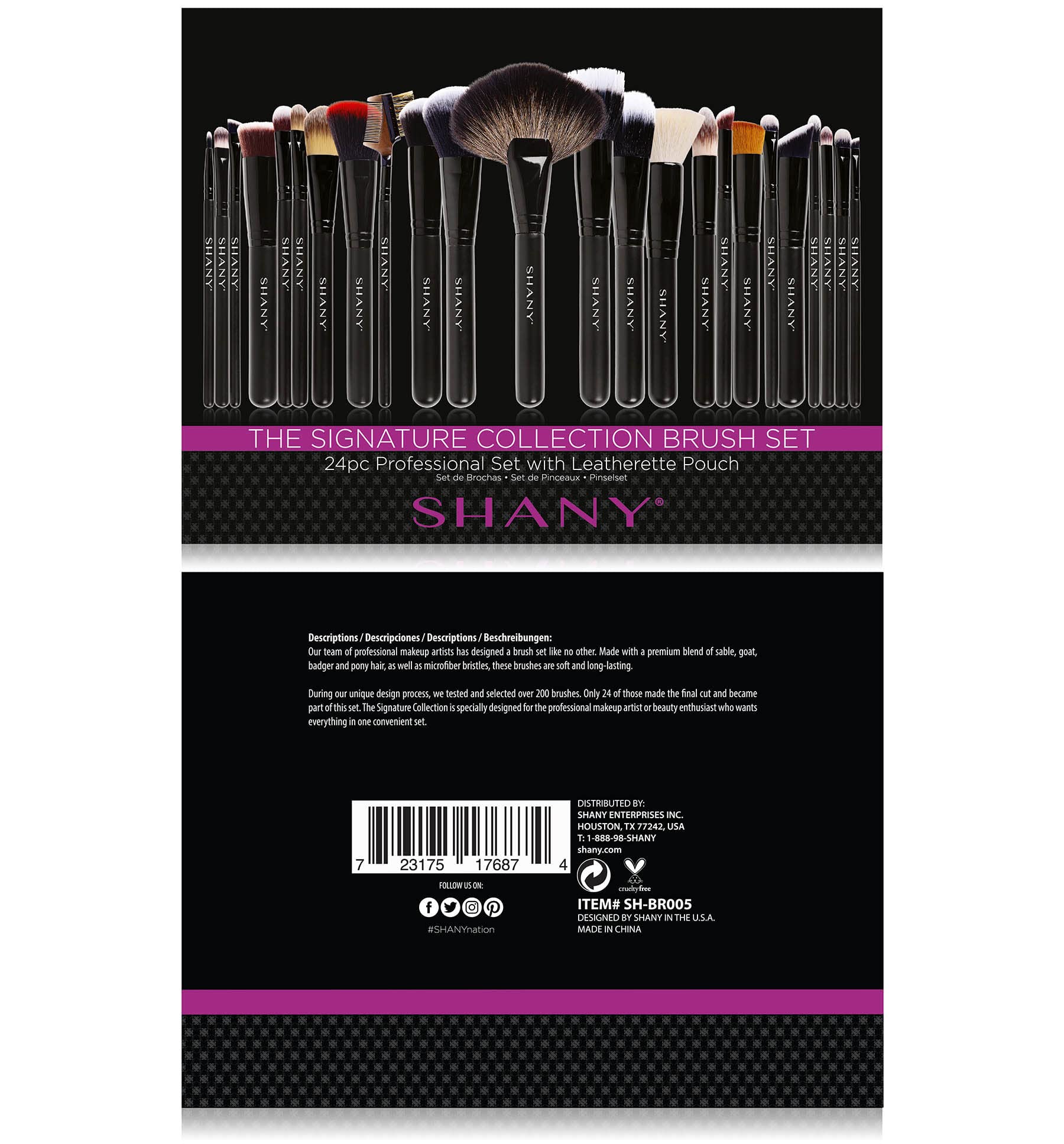 SHANY The Masterpiece Pro Signature Brush Set - 24pcs Handmade Natural/Synthetic Bristle with Wooden handle