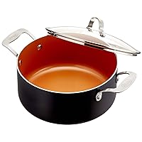 Gotham Steel 5 Qt Stock Pot, Nonstick Cooking Pot with Lid, Large Soup Pot & Pasta Pot with Stay Cool Handles, Ceramic Coated Nonstick Pot, Metal Utensil Oven & Dishwasher Safe, 100% Toxin Free