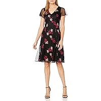 Adrianna Papell Women's Floral Embroidery Boho Dress