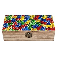 Gummy Bear Candy Wooden Box with Hinged Lid Decorative Jewelry Box Storage Box for Home Office