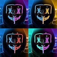 4 Pack Halloween LED Scary Mask - Purge Mask - Light-Up Mask for Costume Party