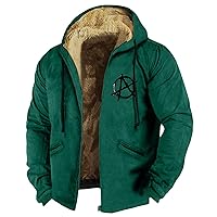 Men's Vintage Heavyweight Sherpa Fleece Lined Jackets Winter Warm Sweatshirt Coats Big And Tall Zip Up Hoodie Men