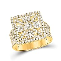 The Diamond Deal 14kt Yellow Gold Mens Round Diamond Square Cluster Ring 2 Cttw