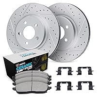 R1 Concepts Front Brakes and Rotors Kit |Front Brake Pads| Brake Rotors and Pads| Euro Performance Sport Brake Pads and Rotors| Hardware Kit|fits 2010-2012 Land Rover Range Rover