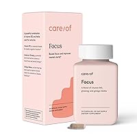 Care/of Focus Supplement Blend - Focus Vitamins for Adults - with Vitamin B12, Ginseng, & Gingko Biloba - Supports Brain Function - Non-GMO, Vegan, Certified C.L.E.A.N. - 30 Count, 30 Day Supply