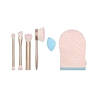 Real Techniques Endless Summer Makeup Brush Kit, Face Brushes, For Foundation, Powder, Highlight, Contour, & Bronzer, Inlcudes Tanning Mitt, Premium Quality, 6 Piece Set