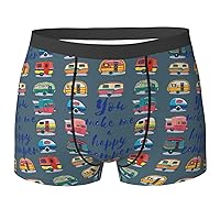 You Make Me Happy Camper Trailer Print Men's Boxer Briefs Comfortable Bamboo Viscose Underwear Trunks Underwear