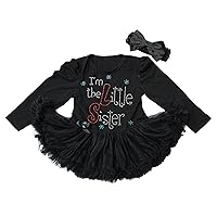 Petitebella I'm the Little Sister Black Long Sleeve Bodysuit Girl Baby Clothing Dress Nb-18m