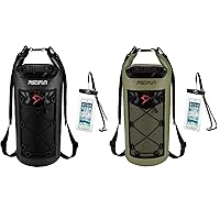 Piscifun Dry Bag Army Green 20L Bundle with Waterproof Floating Backpack Black 20L & 2 Waterproof Phone Cases