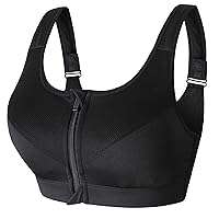 Women's High Support Push Up Zip Front Close Padded Sports Bra