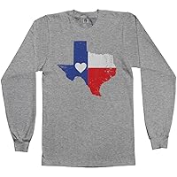Threadrock Men's Texas State Flag with Heart Long Sleeve T-Shirt