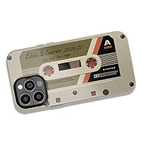 Custom Retro Cassette Tape Case, Personalized Audio Mixtape, Designed ‎for iPhone 15 Plus, iPhone 14 Pro Max, iPhone 13 Mini, iPhone 12, 11, X/XS Max, ‎XR, 7/8‎ - Beige