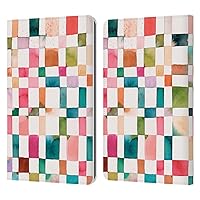 Head Case Designs Officially Licensed Ninola Watercolor Squares Checker Pattern Leather Book Wallet Case Cover Compatible with Kindle Paperwhite 1/2 / 3