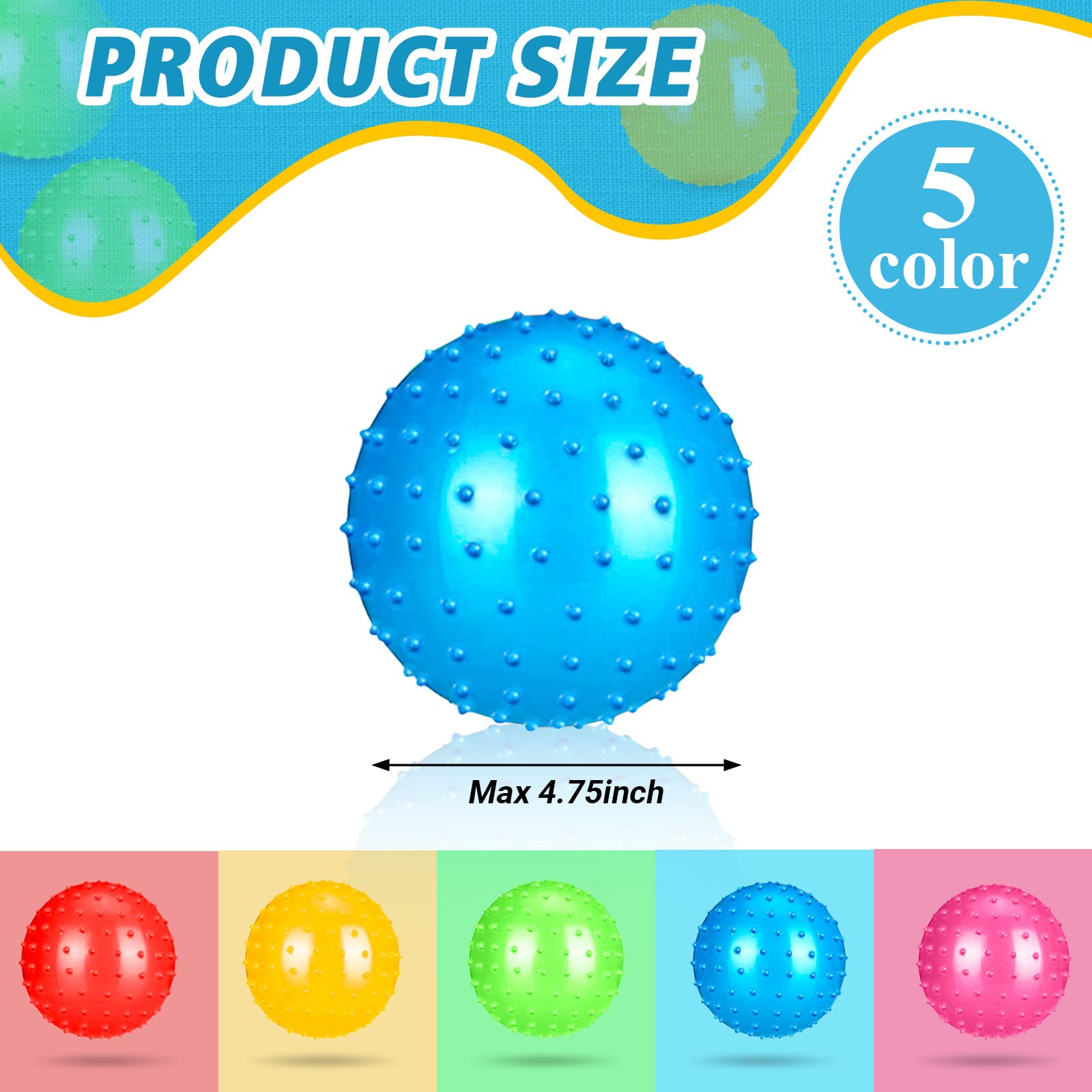 90 Pcs Soft Bouncy Balls 4.72 Inch Sensory Balls Inflatable Ball with Pump Knobby Balls Spiky Massage Stress Balls Fun Bouncy Ball Party Favors for Toddler Indoor Outdoor Playground Backyard Pool