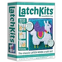LatchKits — 3D Llama — Classic Latch Hook Craft Activity Kit — Make a Colorful Mini Rug — for Ages 6+