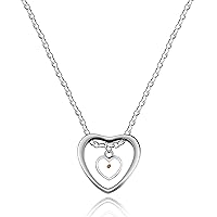 Stainless Steel Double Hearts Necklace, Real Mustard Seed Pendant Inspirational Jewelry Y854