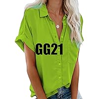 EFOFEI Women's V Neck Work Tops Casual Summer T Shirts Solid Color Loose Shirt Tees