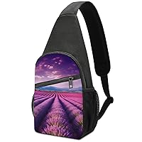 Chest Bag Sling Bag for Men Women Lavender Fields Sport Sling Backpack Lightweight Shoulder Bag for Travel