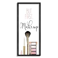 Stupell Industries Makeup Fashion Designer Modern Pink Word, Design by Kimberly Allen Black Framed Wall Art, 10 x 24