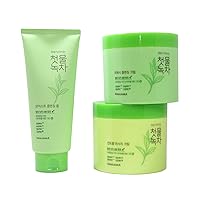 Kwailnara The First Green Tea Skincare Set for Skin Tightening – Moist Cleansing Foam 6.35fl.oz, Control Massage Cream 10.58fl.oz., Fresh Cleansing Cream 10.58fl.oz.