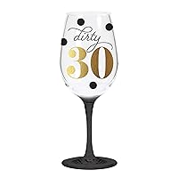 X&O Paper Goods QWGO-20898 30' 30th Acrylic Wine Glass, 12 oz, Dirty 30 Birthday