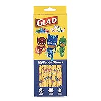 Glad for Kids PJ Masks Paper Straws, 50 Count | Paper Straws With Fun Design for Kids | Heavy Duty Biodegradable Paper Straws | Compostable Paper Straws