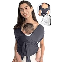 Konny Baby Carrier AirMesh Essentials, Easy to Wear and Wrap Baby Sling, Baby Wrap Carrier, Perfect for Newborn Babies up to 44 lbs, (Charcoal, XXXL)…