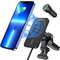 for MagSafe Car Mount Charger for iPhone 15, 15W Fast Charging, for Magsafe Car Charger, Powerful Magnetic Wireless Car Charger Air Vent Phone Holder for iPhone 15/14/13/12 Series with Car Charger