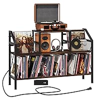 Record Player Stand Holds up to 500 Albums,Turntable Stand with Vinyl Record Player Storage Cabinet,Large Record Player Table Vinyl Album Storage（Patent Pending）