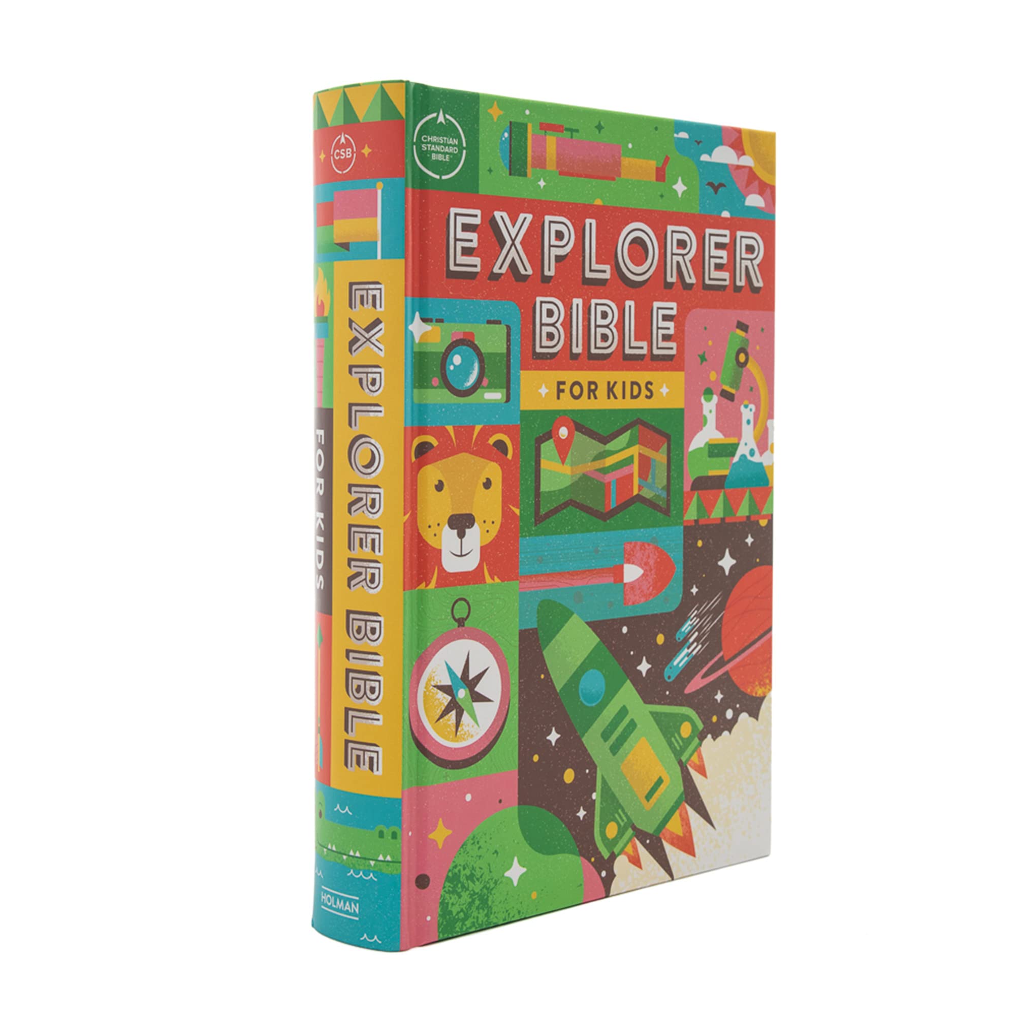 CSB Explorer Bible for Kids, Hardcover, Red Letter, Full-Color Design, Photos, Illustrations, Charts, Videos, Activities, Easy-to-Read Bible Serif Type