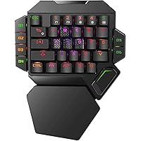 Keyboard 35 Keys RGB One Handed Mechanical Gaming Keyboard,Colorful Backlit Professional Gaming Keyboard with Wrist Rest Support,USB Wired Mechanical Keyboard for Game