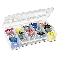 Akro-Mils 05705 Plastic Portable Parts Storage Case for Hardware and Crafts with Hinged Lid and 4 Adjustable Dividers, (8-3/8-Inch x 5-Inch x 1-5/8-Inch), Small, Clear