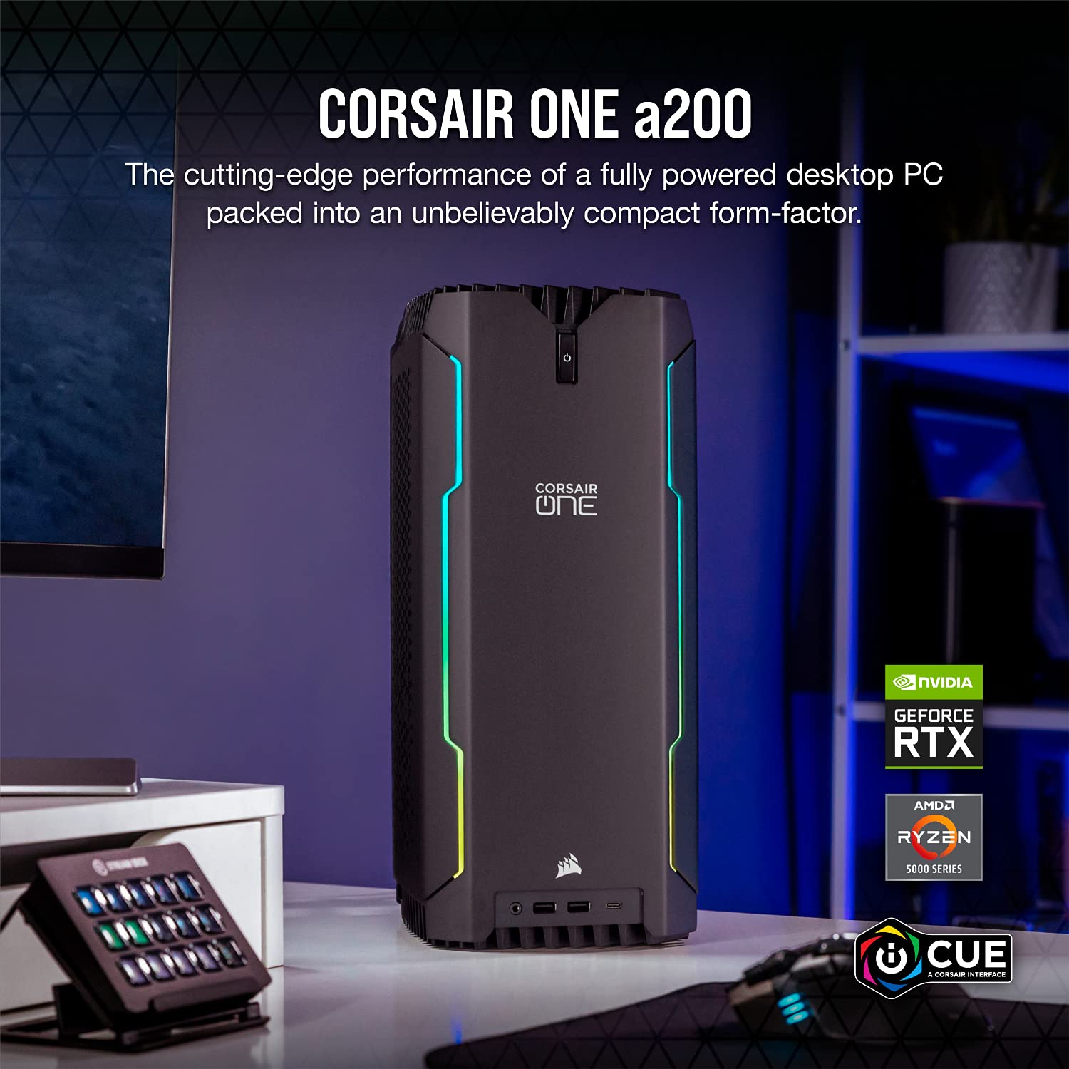Corsair ONE a200 Compact Gaming PC - AMD Ryzen™ 9 5900X CPU - NVIDIA® GeForce RTX™ 3080 Graphics - 32GB Vengeance LPX DDR4 Memory, 1TB, Windows 10 Home