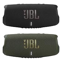 JBL Charge 5 - Waterproof Portable Bluetooth Speaker - Black/Green (Pair)