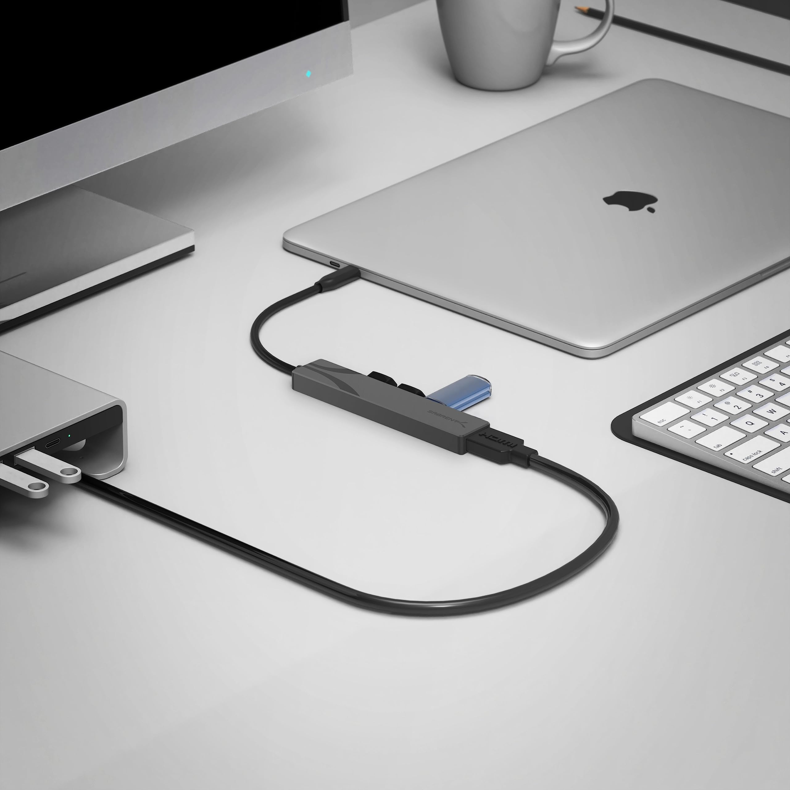 SABRENT Multi-Port USB-C Hub with Power Delivery and HDMI Out, 3 USB A Ports [HB-SHPU]