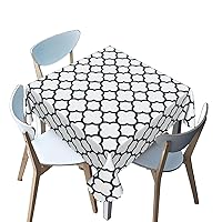 Morocco Pattern Square Tablecloth,Retro Theme,Washable Square Table Cloths Decorative Fabric Table Cover,for Banquet Parties Event Holiday Dinner（Black White，60 x 60 Inch）