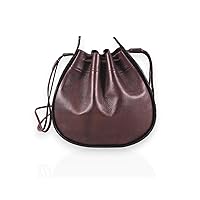 Leather Handbag For Women, Dark Brown Leather String Potli Bag, Leather Shoulder Bag, Elegant Drawstring Bag, Genuine Leather Bag