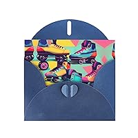 NEZIH Retro Roller Skates Colorful Print Thank You Cards With Envelopes Classic Blank Thank Pearl Paper Greeting Card,