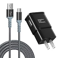 Adaptive Fast Charging Wall Charger with USB C Cable 10Ft, Excgood Fast Charger Power Adapter USB Type C Cable Fast Charging Compatible with Galaxy S23 S22 S21 S8 S9 S10 A13 A14 A03s-Black