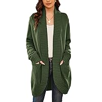 GRACE KARIN Women's 2023 Fall Long Sleeve Chunky Knit Cardigan Draped Open Front Cocoon Sweaters Coat with Pockets