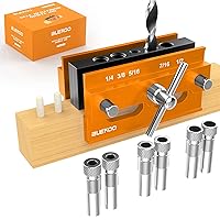 Self Centering Doweling Jig Kit, Drill Jig For Straight Holes Biscuit Joiner Set With 6 Drill Guide Bushings, Adjustable Width Drilling Guide Power Tool Accessory Jigs (Gold)