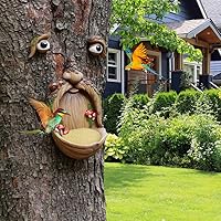 SUQ I OME Large Tree Faces Bird Feeder Decor Outdoor – Tree Hugger Yard Art Garden Decoration, Unique Bird Feeders for Outdoors and Indoors