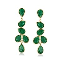 Ross-Simons 22.68 ct. t.w. Emerald Drop Earrings in 18kt Gold Over Sterling