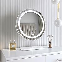 Ava 3 color LED frameless mirror with marble stand smart touch control - White