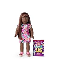 American Girl Truly Me 18-inch Doll #109 with Gray Eyes, Brown Hair w/Bangs & Highlights, Very Deep Skin, Dress, For Ages 6+
