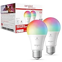 Smart Bulb, Matter-Enabled, Led Light Bulbs That Compatible with Alexa, Multicolor, A19 60W Equivalent, 800LM, 2.4 GHz Wi-Fi, 2-Pack
