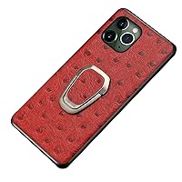 Case for iPhone 14 Pro Max, Genuine Leather TPU Silicone Hybrid Slim Protective Cover with Magnetic Car Mount Holder for iPhone 14 Pro Max,Red