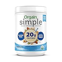 Organic Simple Vegan Protein Powder, Vanilla - 20g Plant Based Protein, Made with Fewer Ingredients, No Stevia or Artificial Sweeteners, Gluten Free, Dairy Free, Soy Free - 1.25lb